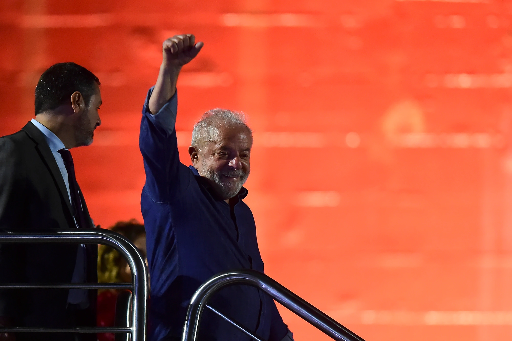 SAO PAULO, BRAZIL - OCTOBER 30: Candidate Luiz Inácio Lula Da Silva waves supporters after being elected president of Brazil over incumbent Bolsonaro by a thin margin on the runoff at Paulista Avenue on October 30, 2022 in Sao Paulo, Brazil. Brazil electoral authority announced that da Silva defeated incumbent Bolsonaro and will rule the country from 2023 to 2027. (Photo by Mauro Horita/Getty Images)