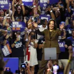 LAS VEGAS, NEVADA - SEPTEMBER 29: Democratic presidential nominee, Vice President Kamala Harris, walks onstage during a campaign rally at the Expo at World Market Center on September 29, 2024 in Las Vegas, Nevada. Harris and her opponent Republican nominee, former President Donald Trump have both been holding events in Nevada, a battleground state in the 2024 election. (Photo by Mario Tama/Getty Images)