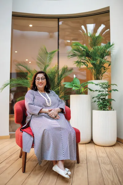 Portrait of Kiran Nadar, seated.