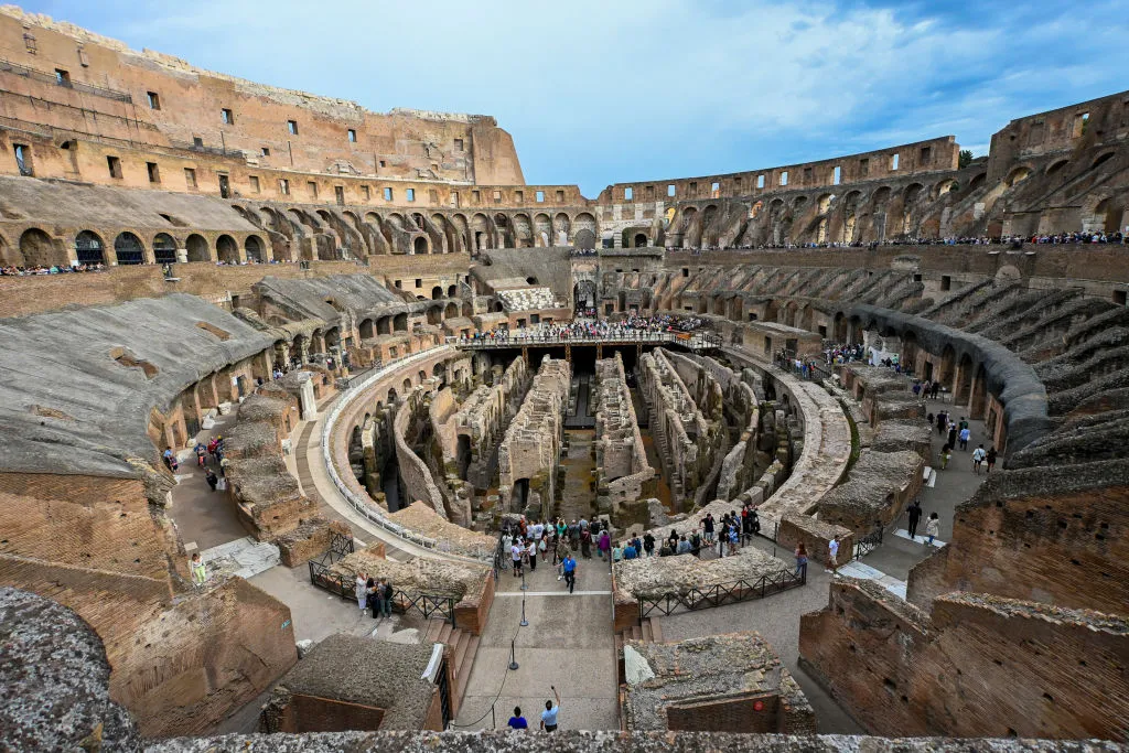 Interior view of the Coliseum, 2023, Rome, Italy.