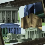 A photo illustration with images for five museums