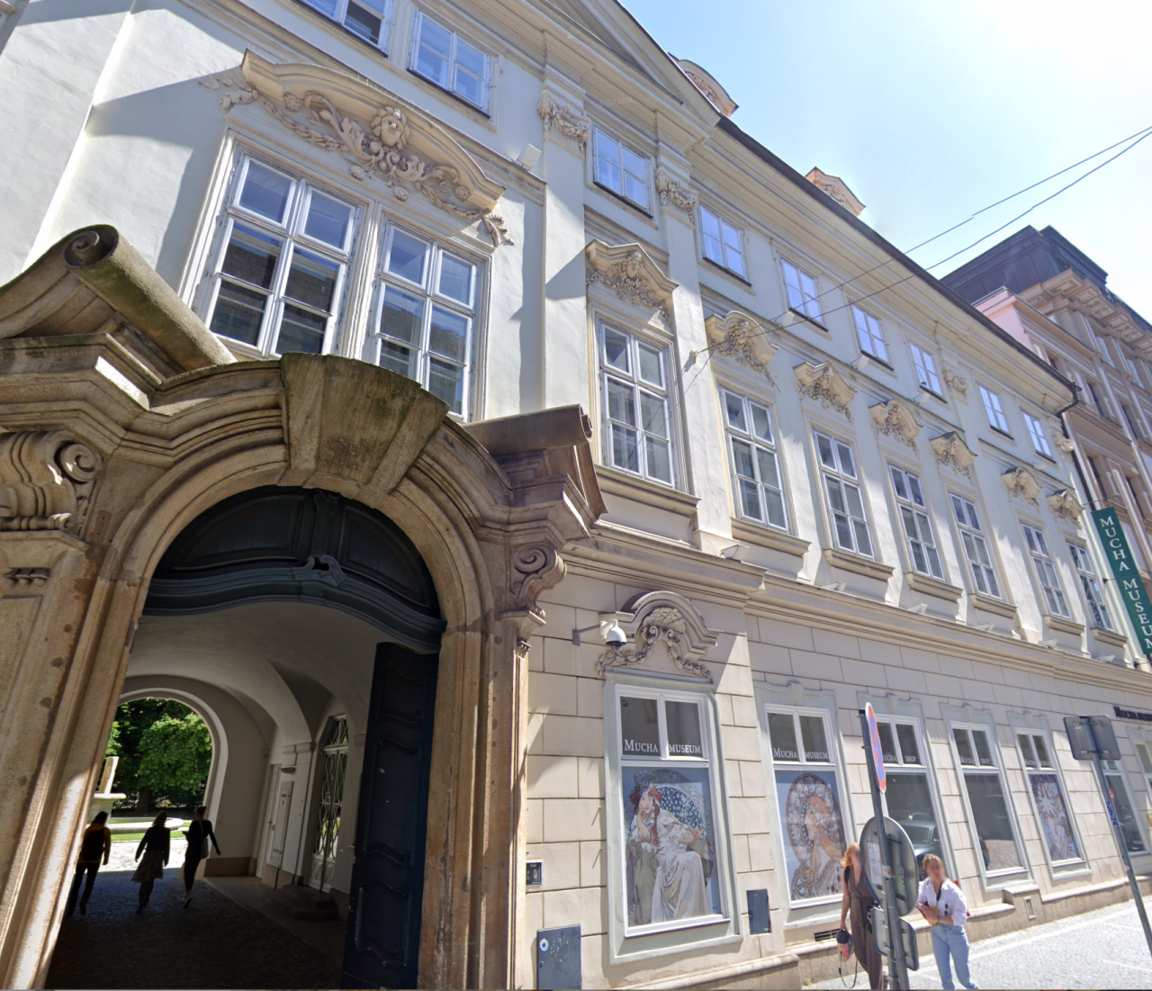 Facade of historic building against blue sky.