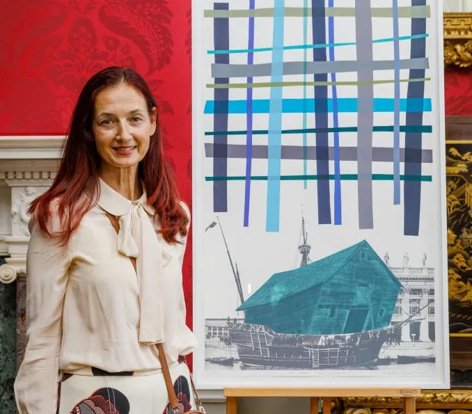 LONDON, ENGLAND - SEPTEMBER 27: Candida Gertler attends the unveiling of new art work as leading British artist Lubaina Himid is awarded the Robson Orr Ten Ten Award 2021 at 11 Downing Street on September 27, 2021 in London, England. (Photo by Tristan Fewings/Getty Images for Outset Contemporary Art Fund)