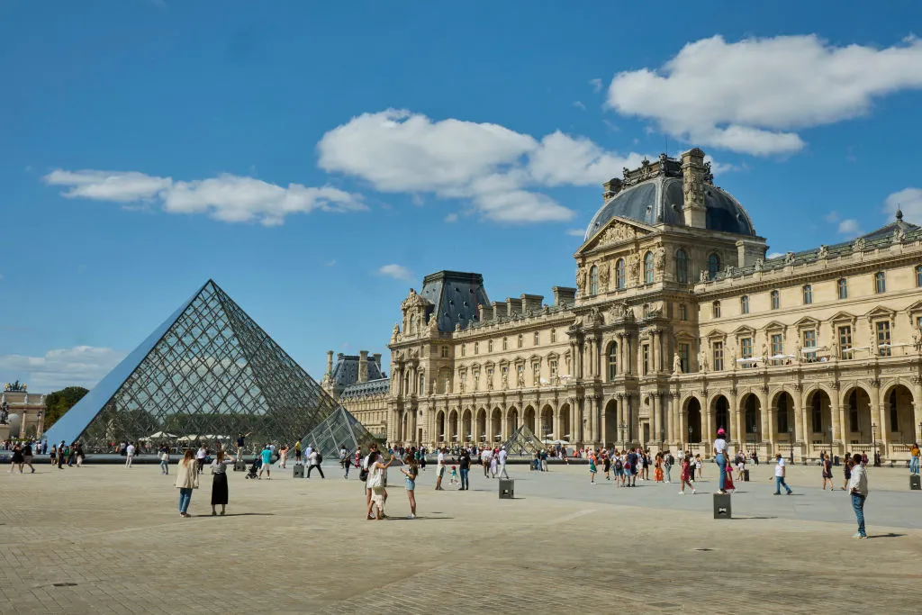 Exterior view of the Louvre Museum in Paris, France, 2024.