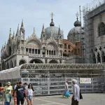 A view taken fon July 31, 2023 shows the construction site of the elevation of St. Mark