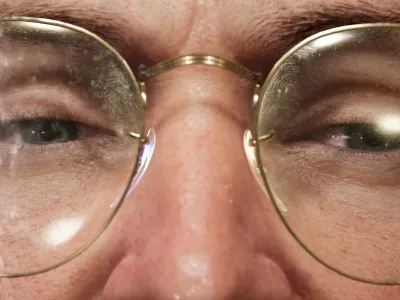 A close-up of a digitally rendered man