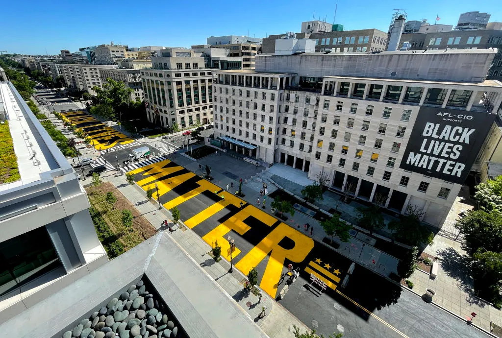 Black Lives Matter Plaza on 16th Street, Washington, D.C., 2021.