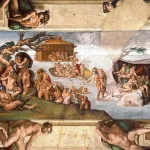 A painting of a flood with naked people.