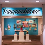 View of a museum exhibition with the word 