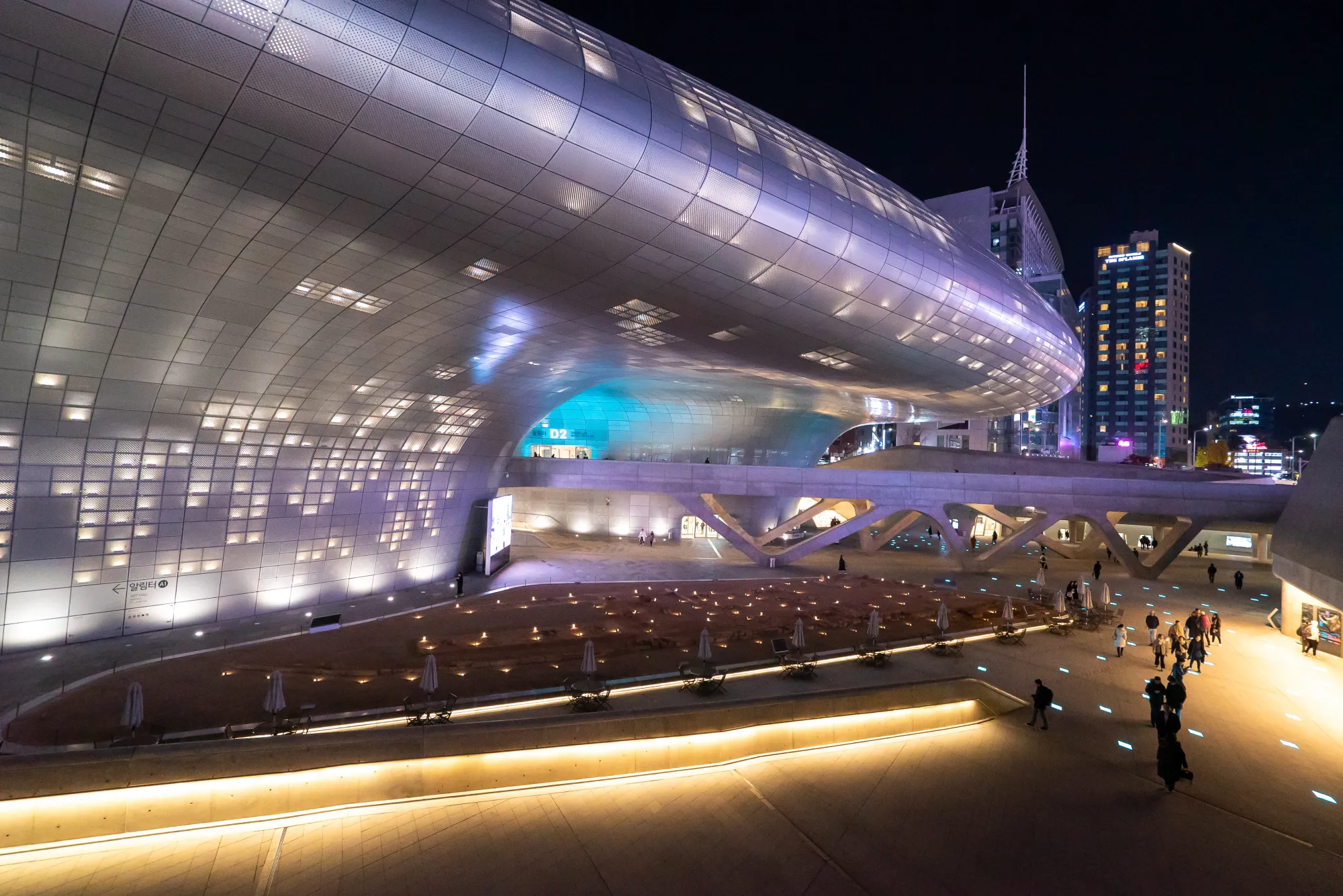 An exterior shot of the Dongdaemun Design Plaza in Seoul, South Korea, the location of a new event hosted by Design Miami in September.