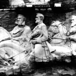 View of the Confederate Memorial Carving on Stone Mountain, Georgia, December 31, 1969. The bas-relief figures represent Confederate leaders Jefferson Davis and generals Robert E Lee and Stonewall Jackson astride their horses. (Photo by Fox Photos/Getty Images)
