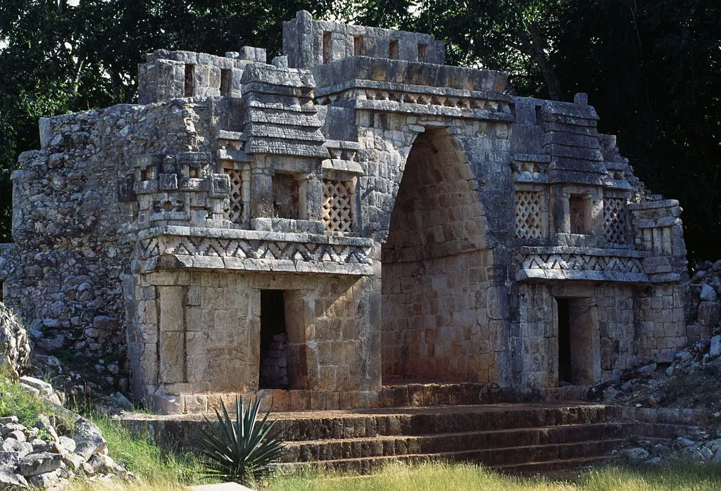 Arch in Puuc style at Maya archaeological site of Labna, Yucatan, Mexico.