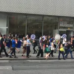 The New Museum Union staging an action at the New Museum in New York on June 25, 2019.