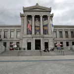 BOSTON, MA - OCTOBER 7: The Huntington Ave. facade of the Museum of Fine Arts, Boston on March 12, 2020. The MFA and other Boston Museums are closing to prevent the spread of coronavirus. (Photo by David L. Ryan/The Boston Globe via Getty Images)