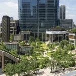 A futuristic looking property development.