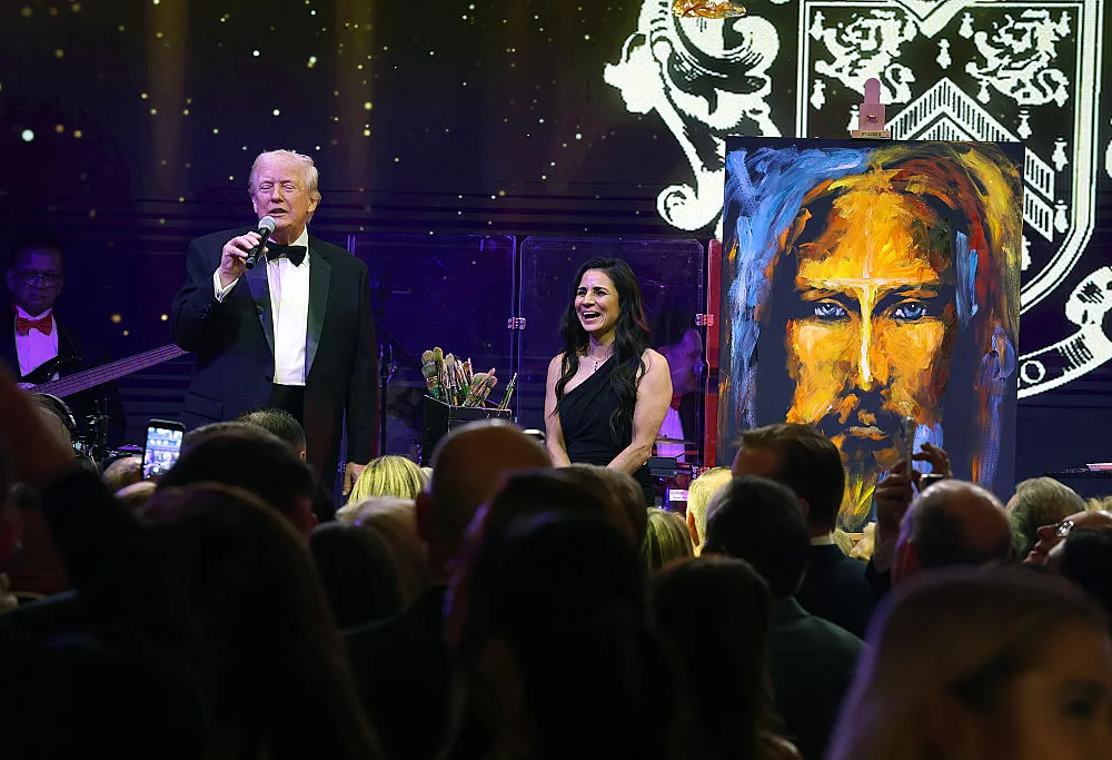 31: U.S. President Donald Trump speaks to guests during a New Year’s Eve event at his Mar-a-Lago home on December 31, 2025 in Palm Beach, Florida. The President addressed guests and celebrated the arrival of 2026. (Photo by Joe Raedle/Getty Images)