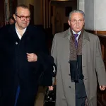 PARIS, FRANCE - JANUARY 06:  Franco-American art dealer Guy Wildenstein (R) arrives at the Paris courthouse with his lawyer Herve Temime (L) for the second day of his trial on January 6, 2016 in Paris, France. Guy Wildenstein is going on trial on charges of defrauding the French state of half a billion euros (about 0 million) in taxes.  (Photo Chesnot/Getty Images)