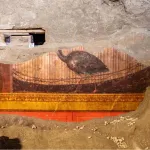 Fresco fragment of a peacock found at Villa di Poppea.