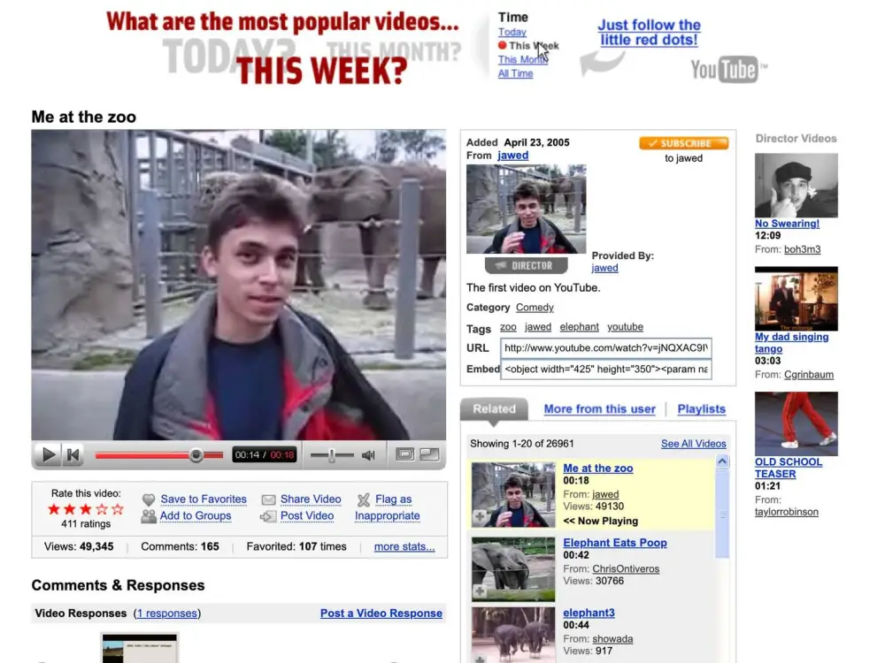 The December 2006 YouTube watch page acquired and reconstructed by the Victoria & Albert Museum.
