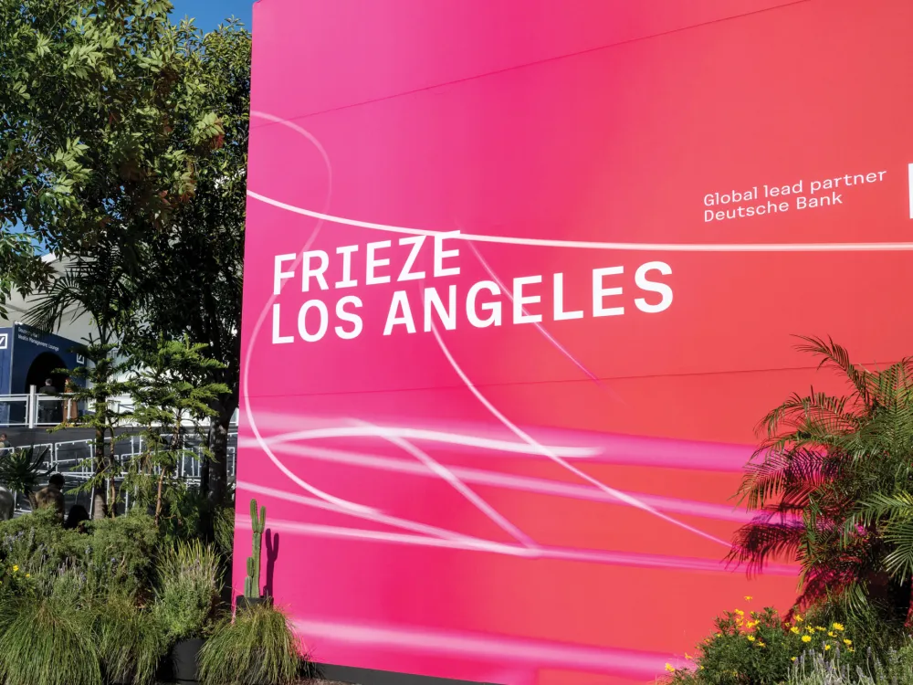 A sign reading Frieze Los Angeles