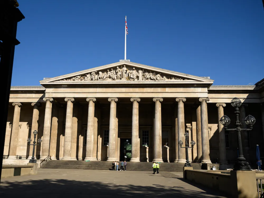 A columned museum facade.