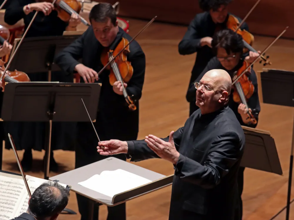 NEW YORK, NY - DECEMBER 19: Leon Botstein leading the American Symphony Orchestra in Johann Christian Bach