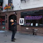 NEW YORK, NEW YORK - FEBRUARY 14: Members of the LBGTQ+ community and allies protest the removal of the word transgender from the Stonewall National Monument website during a rally outside of historic The Stonewall Inn on February 14, 2025 in New York City. Under the Trump administration, the National Park Service eliminated references to transgender people from its Stonewall National Monument website on Thursday and now only refers to those who are lesbian, gay and bisexual. Located in New York City