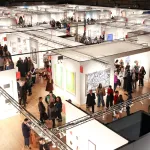 A birds-eye view of a busy art fair.