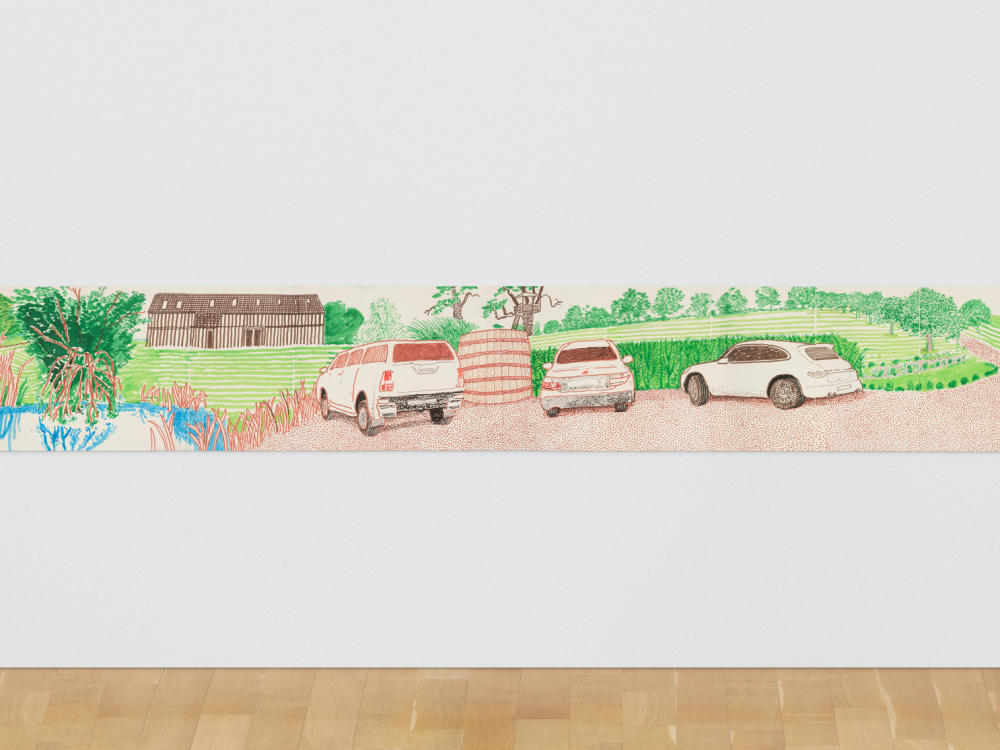 A long print on a wall.