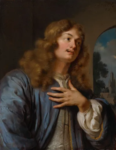 A painting of a man in 17th-century dress.