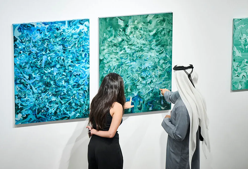 DUBAI, UNITED ARAB EMIRATES - APRIL 16: General view of exhibits on Day 2 of Art Dubai 2025 at Madinat Jumeirah Conference and Events Centre on April 16, 2025 in Dubai, United Arab Emirates. Art Dubai, the Middle East’s leading international art fair, holds its 2025 edition at Madinat Jumeirah. Featuring 120 galleries drawn from 65 cities and five continents, alongside an ambitious programme of commissions and installations, talks and conferences and special event.(Photo by Cedric Ribeiro/Getty Images for Art Dubai)