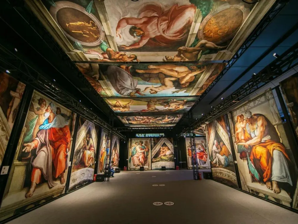 Renderings of the Sistine Chapel in Rome at smaller scale.