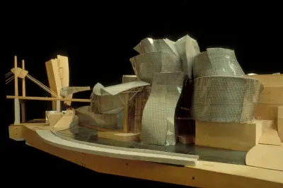 An architectural model for a structure with an undulating exterior.