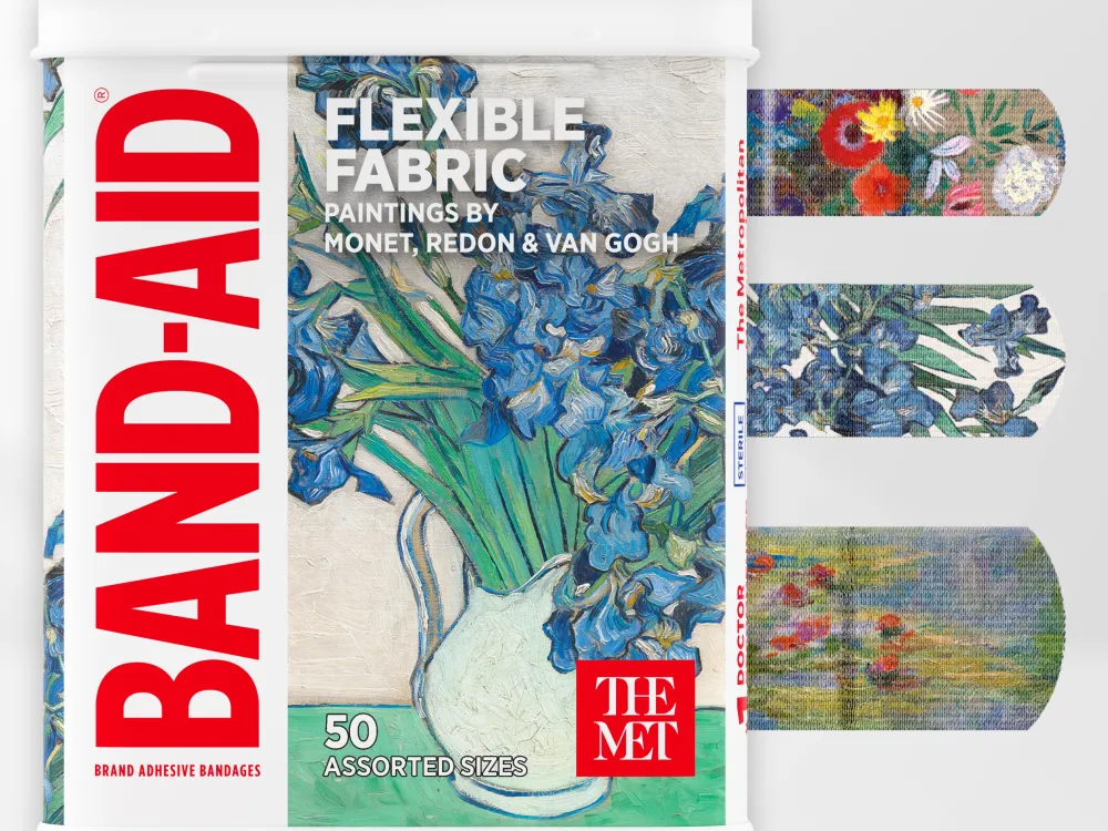 Band-aids featuring designs by Redon, Van Gogh, and Monet