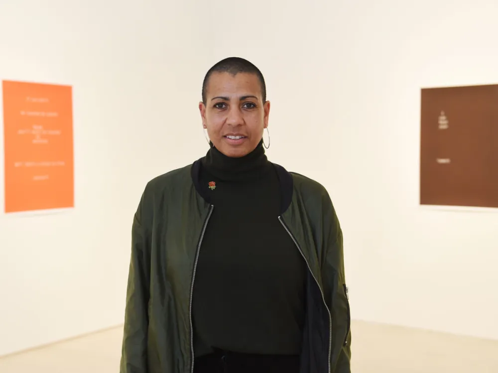 MARGATE, ENGLAND - DECEMBER 03: Turner Prize 2019 nominee, Helen Cammock poses for a portrait ahead of the Evening Drinks Reception before the winner of Turner Prize 2019 is announced by Edward Enniful, Editor in Chief of British Vogue on December 03, 2019 in Margate, England. (Photo by Stuart C. Wilson/Stuart Wilson/Getty Images for Turner Contemporary)