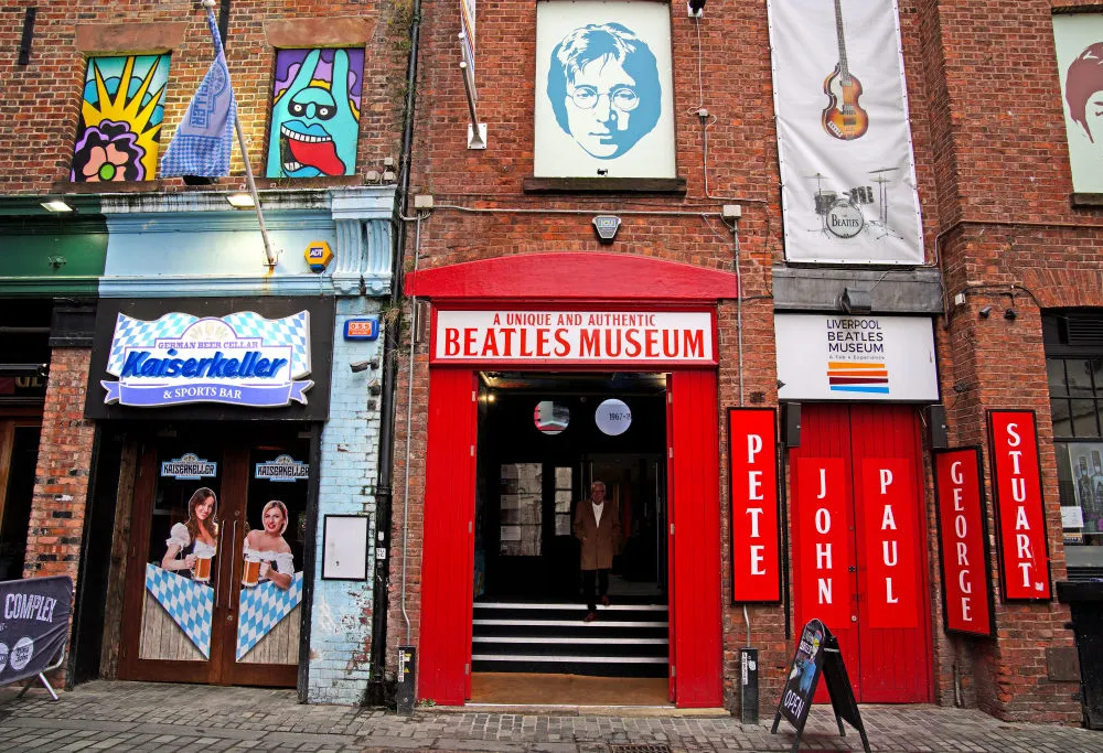 The Beatles Museum in Liverpool where a painting of the Beatles by artist Jonathan Hague has been unveiled. The figurative painting of the foursome in their Sgt. Pepper uniforms was painted by the artist after he became friends with John Lennon whilst attending the same art school. Picture date: Thursday September 30, 2021. (Photo by Peter Byrne/PA Images via Getty Images)