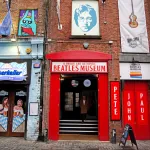 The Beatles Museum in Liverpool where a painting of the Beatles by artist Jonathan Hague has been unveiled. The figurative painting of the foursome in their Sgt. Pepper uniforms was painted by the artist after he became friends with John Lennon whilst attending the same art school. Picture date: Thursday September 30, 2021. (Photo by Peter Byrne/PA Images via Getty Images)