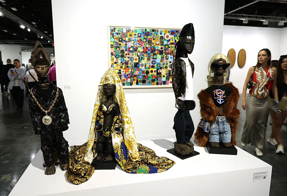 MIAMI BEACH, FLORIDA - DECEMBER 05: EDITORIAL USE ONLY A view of the Paula Cooper Gallery at the Art Basel Miami Beach VIP Preview 2025 at Miami Beach Convention Center on December 05, 2025 in Miami Beach, Florida. (Photo by Arturo Holmes/Getty Images)