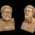 The ancient statues discovered in Binyamina. Researchers believe they once stood atop columns that decorated a public building or elite residence