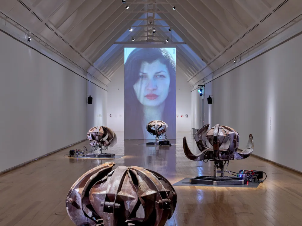 A projection of a woman