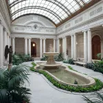 An indoor garden marble courtyard.