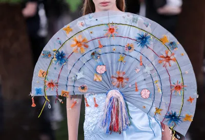 A model presents a creation for Christian Dior for the Women Haute Couture Fall/Winter 2026-2027 collection as part of the Paris Fashion Week, in Paris, on July 6, 2026. (Photo by Kenzo TRIBOUILLARD / AFP via Getty Images)