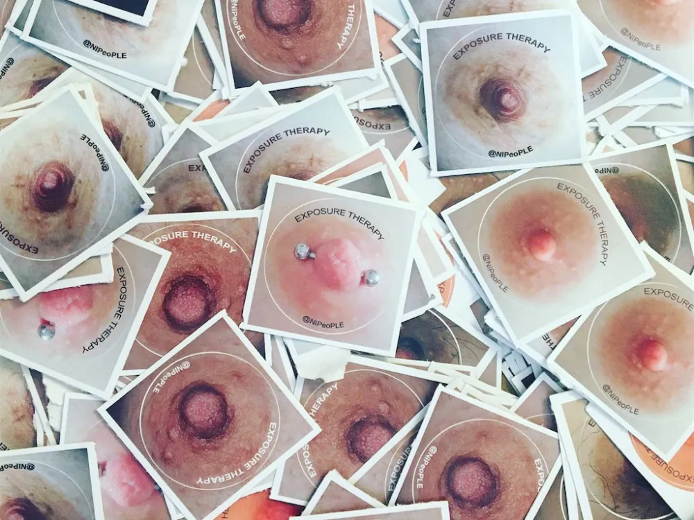 Image of square printouts of various peoples