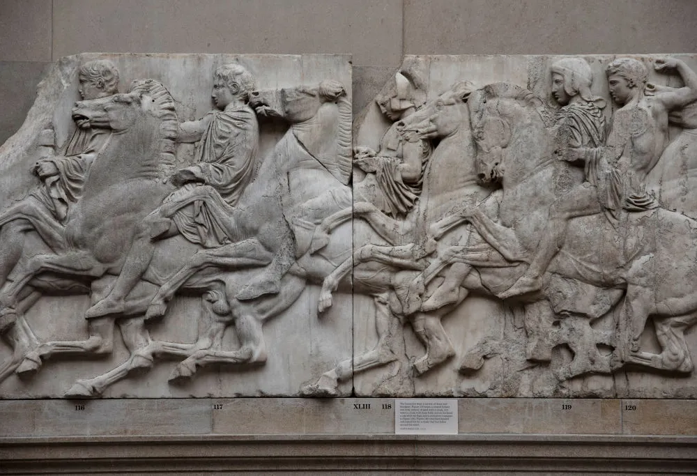 Sections of the Parthenon Marbles displayed at The British Museum in London, England, on November 22, 2018.