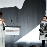 NEW YORK, NEW YORK - MAY 20: Kimberly Pirtle leads the auction during The Gordon Parks Foundation Awards Dinner and Auction 2025 at Cipriani 42nd Street on May 20, 2025 in New York City. (Photo by Dimitrios Kambouris/Getty Images for Gordon Parks Foundation)