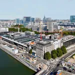 An aerial view of the Kanal-Centre Pompidou, while still under construction.