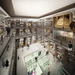 A render of the new Victoria & Albert Museum storage center.